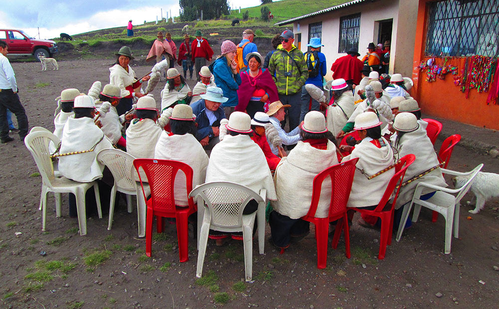 Rural community members participating in EkoRural livelihood and agroecology work in Ecuador.